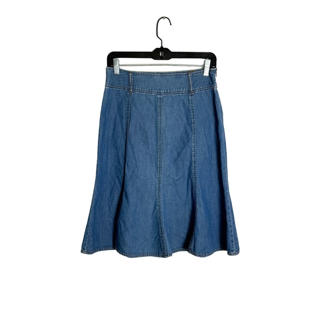 Westport Denim Skirt Womens Sz 4 Fit and Flare Midi Chambray Medium Wash y2k 90s